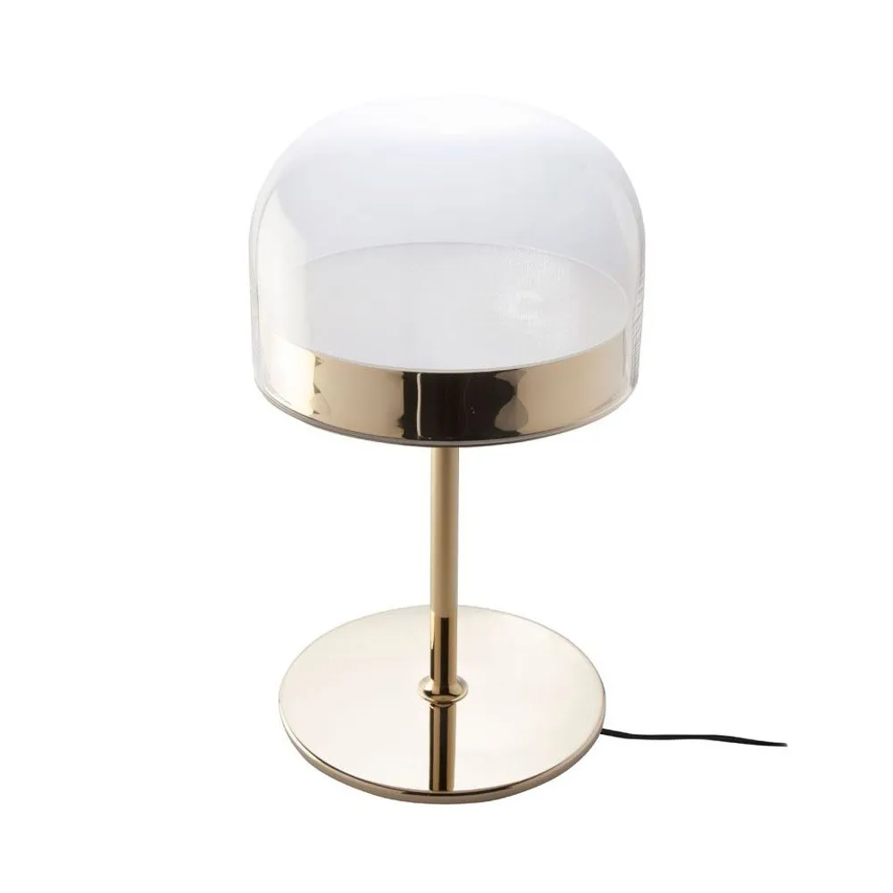 Table lamp in steel and transparent glass